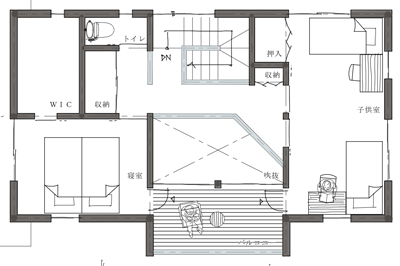 ウッドデッキプラン二階