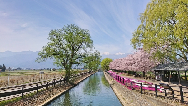 安曇野の川とサイクリングロード