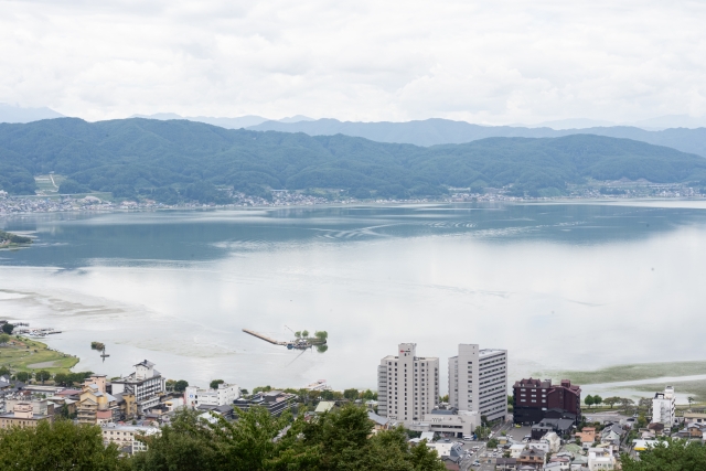 上から眺めた諏訪湖